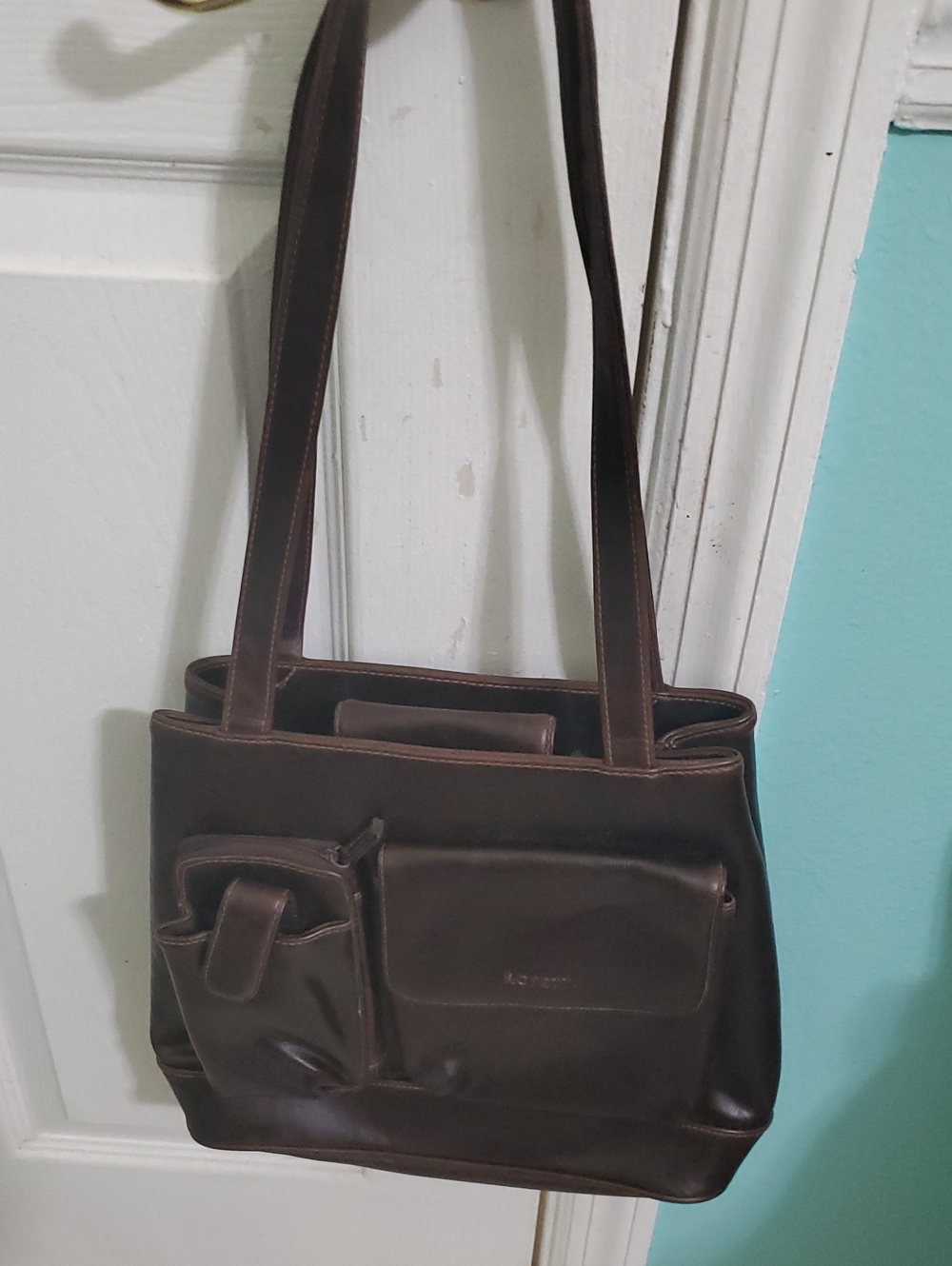 Rosetti Y2K Brown Faux Leather Multipocket Utility Double Handle Shoulder Bag